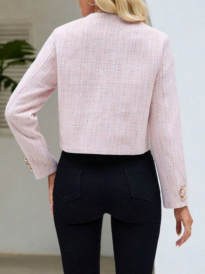 Tweed Long Sleeve Button Front Jacket