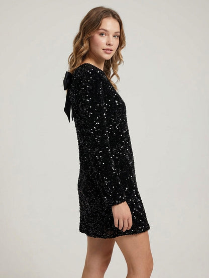 Tweed Long Sleeve Mini Dress