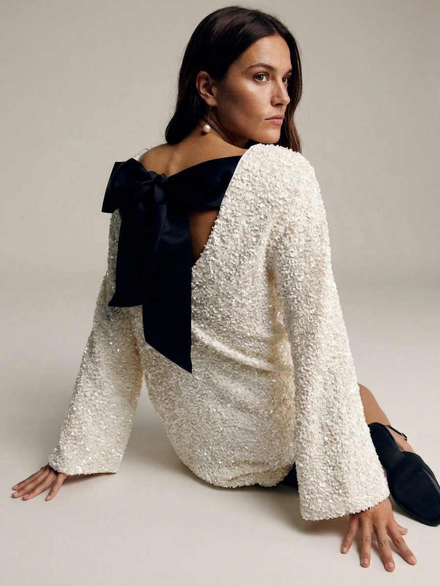 Tweed Long Sleeve Mini Dress
