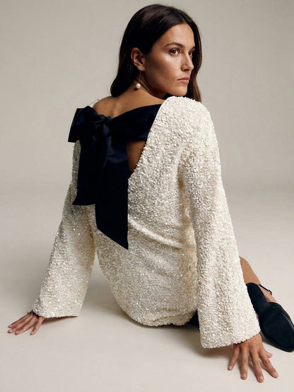 Tweed Long Sleeve Mini Dress