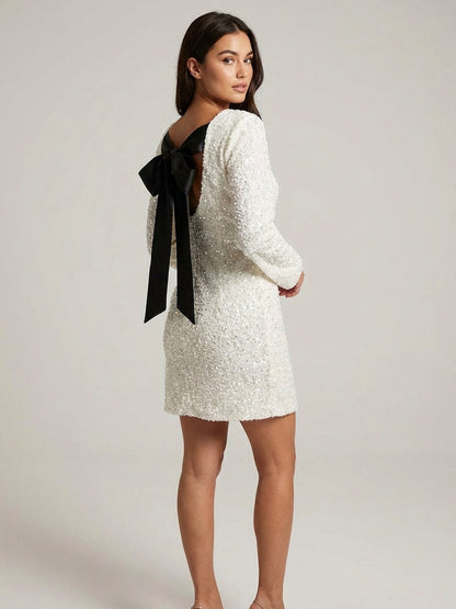 Tweed Long Sleeve Mini Dress