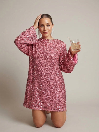 Tweed Long Sleeve Mini Dress