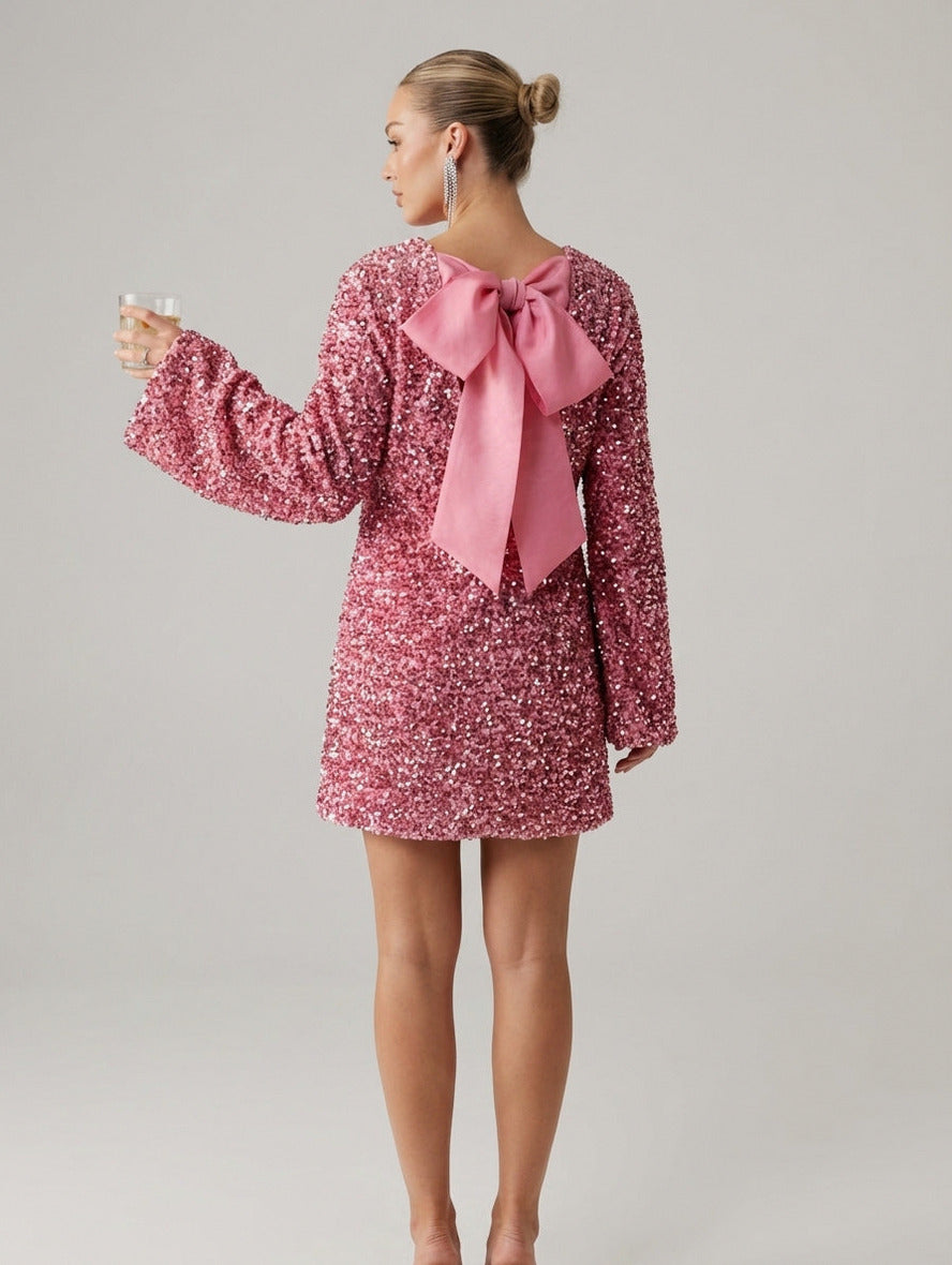 Tweed Long Sleeve Mini Dress