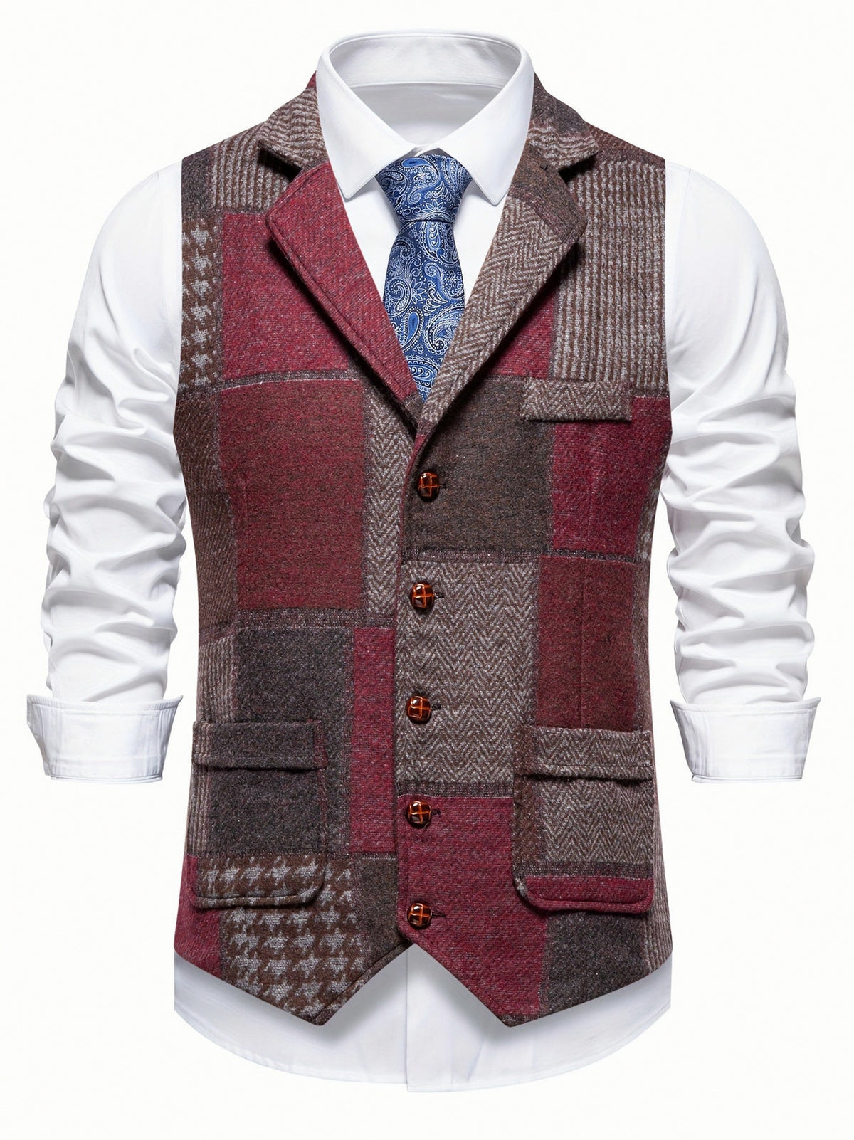 Tweed Notch Lapel Suit Vest