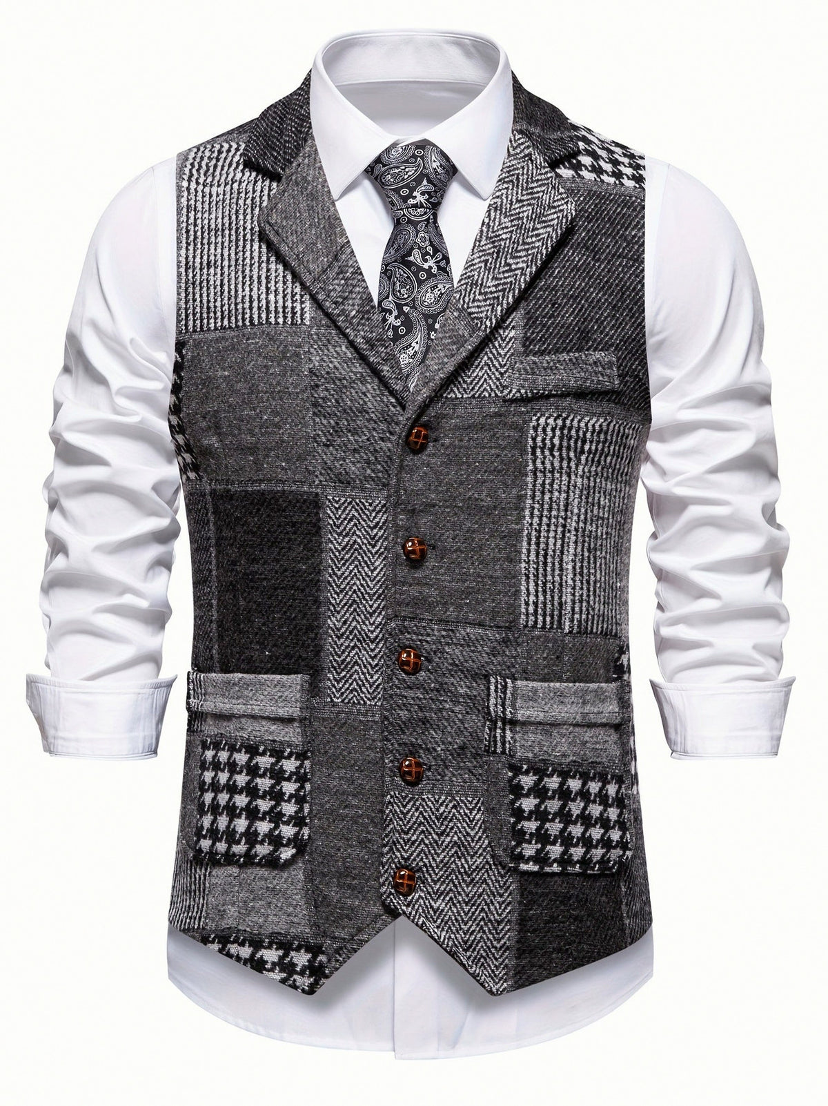 Tweed Notch Lapel Suit Vest