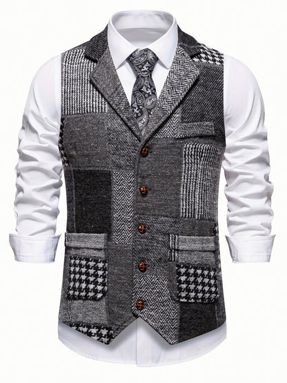 Tweed Notch Lapel Suit Vest