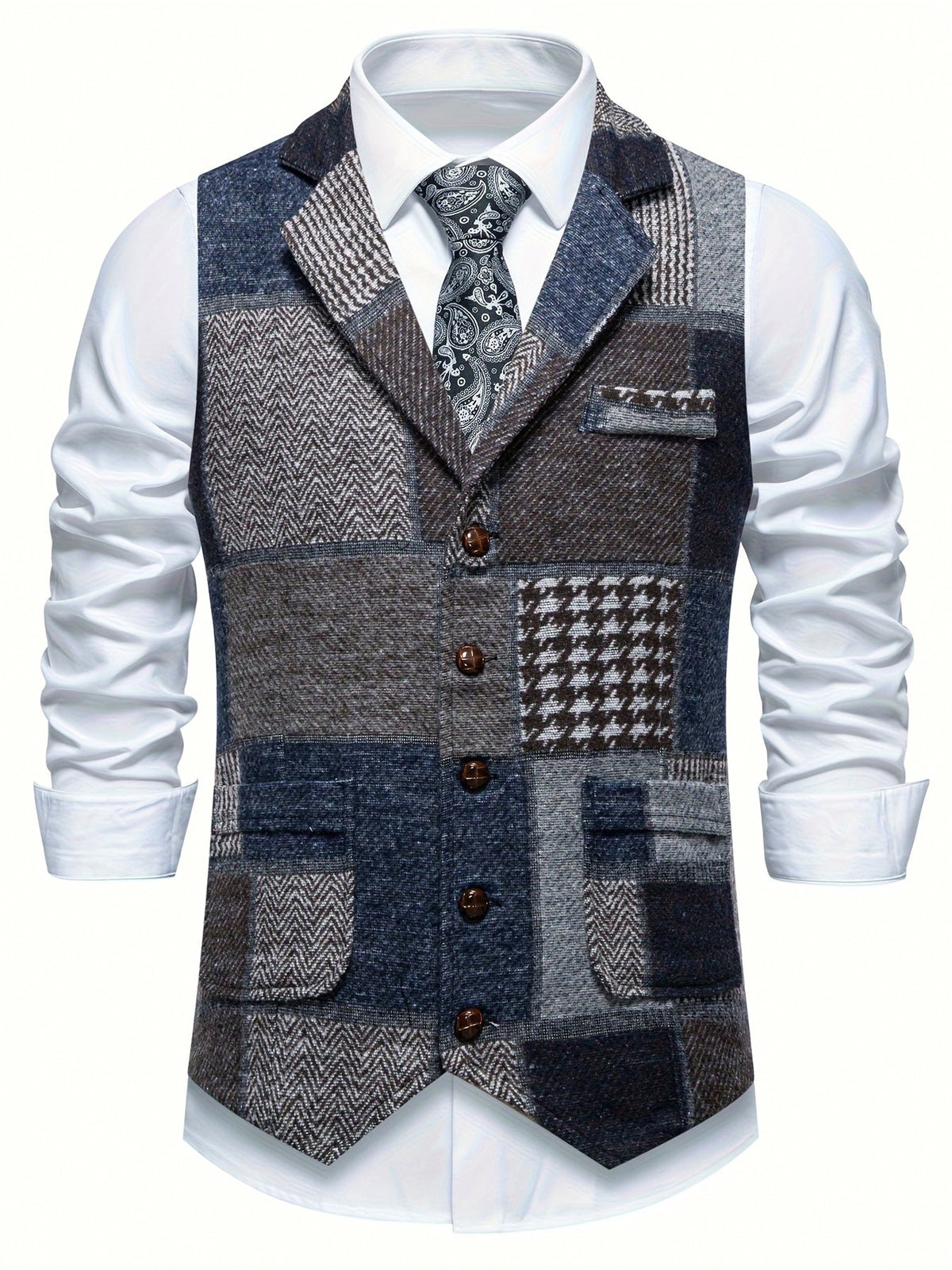 Tweed Notch Lapel Suit Vest