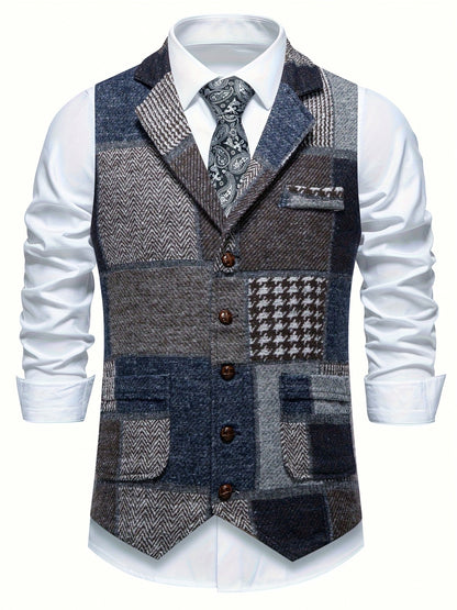 Tweed Notch Lapel Suit Vest