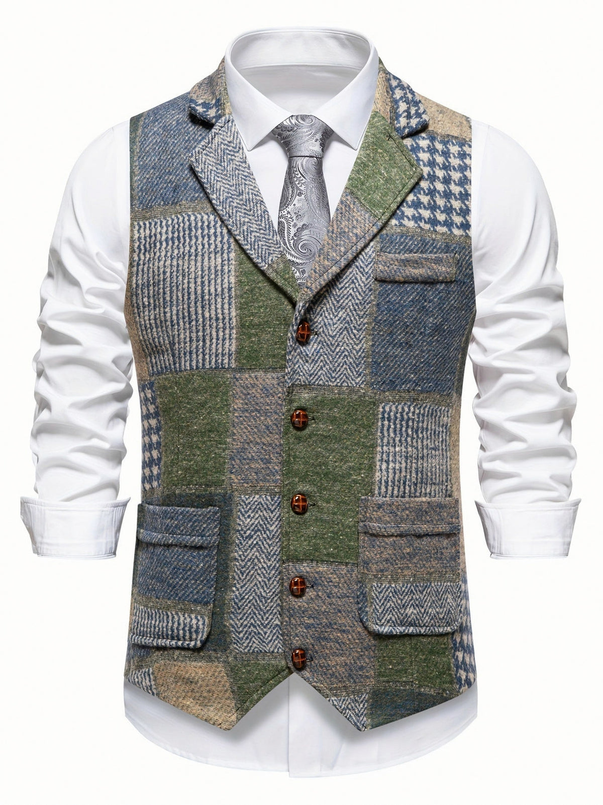 Tweed Notch Lapel Suit Vest