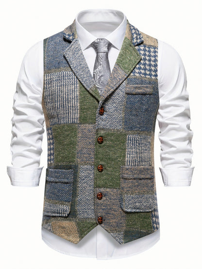 Tweed Notch Lapel Suit Vest