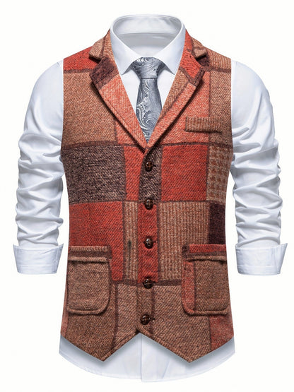 Tweed Notch Lapel Suit Vest