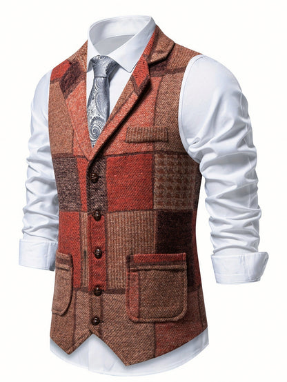 Tweed Notch Lapel Suit Vest