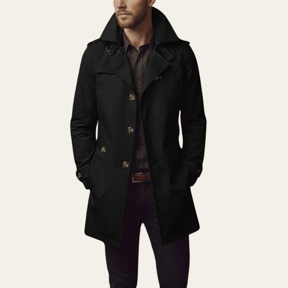 Twill Button Front Trench Coat