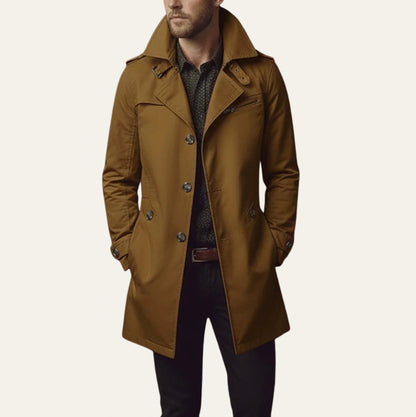 Twill Button Front Trench Coat