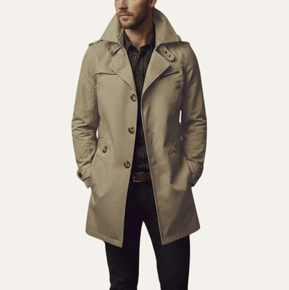 Twill Button Front Trench Coat