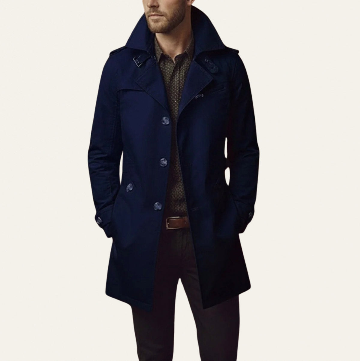 Twill Button Front Trench Coat