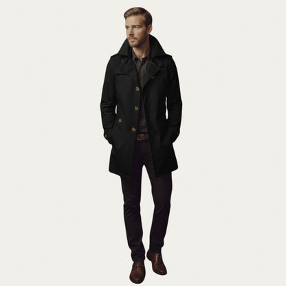 Twill Button Front Trench Coat