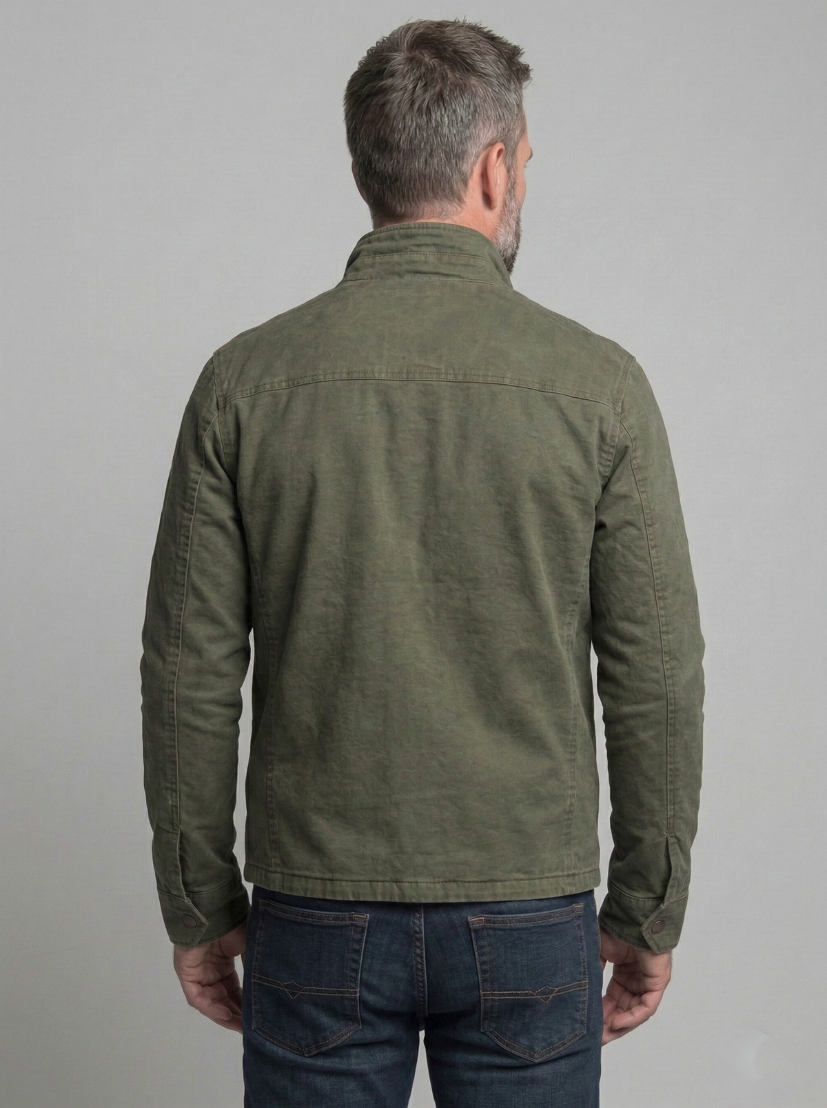 Twill Stand Collar Zip Jacket
