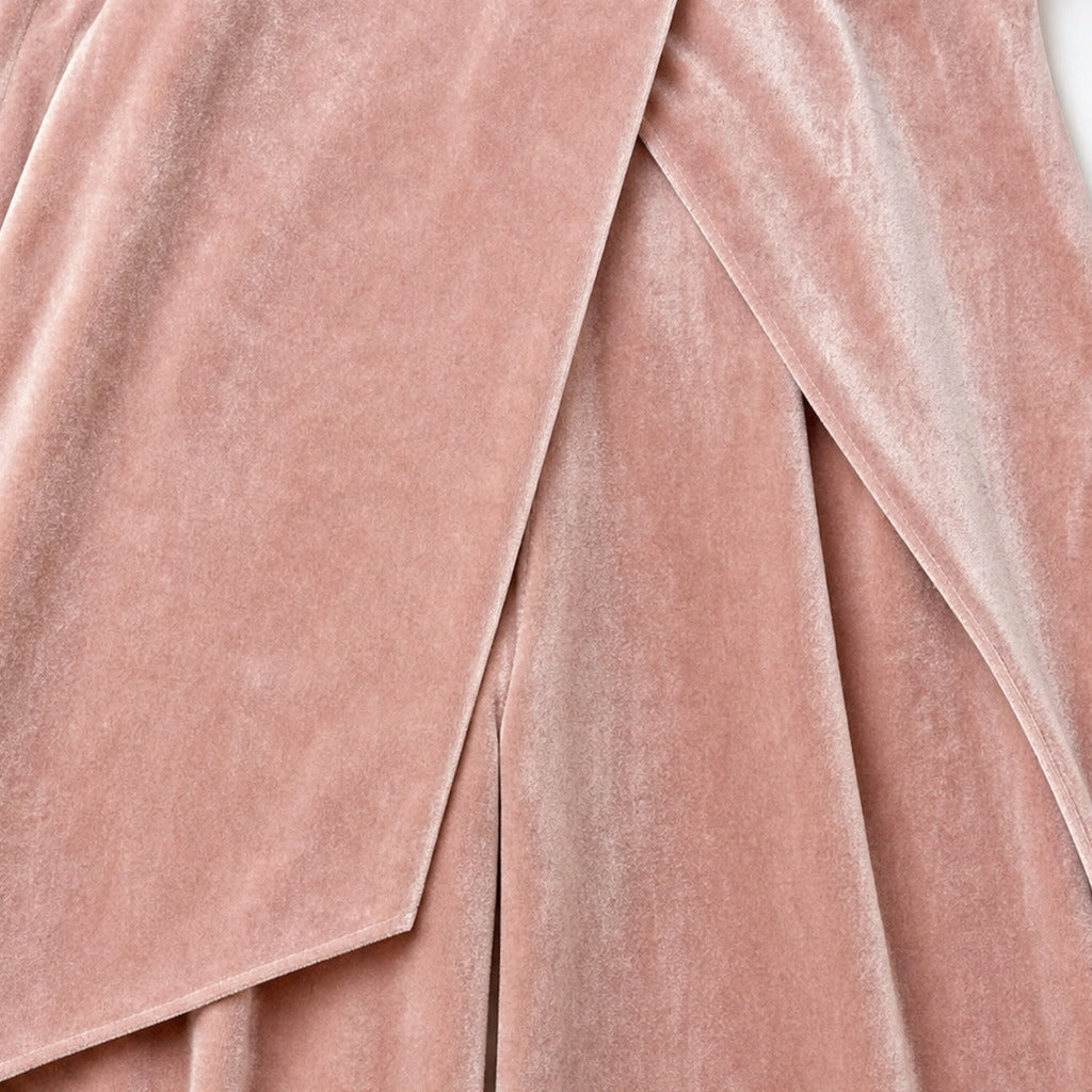 Velvet Tie Neck Two Piece Set