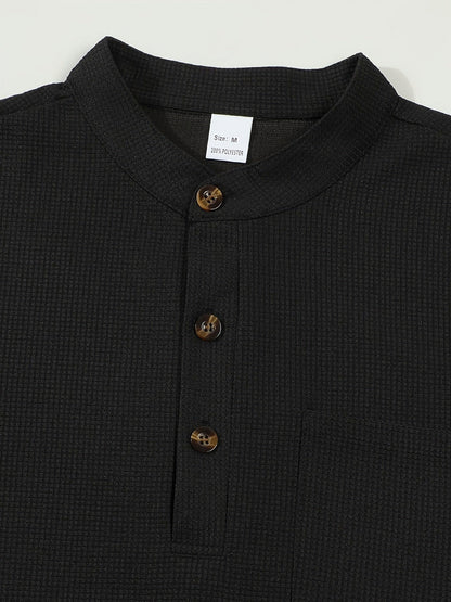 Waffle Chest Pocket Henley Shirt