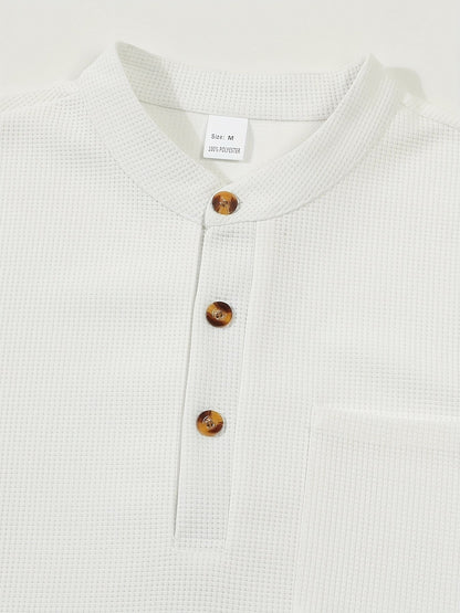 Waffle Chest Pocket Henley Shirt