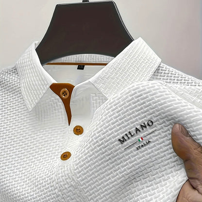 Waffle Knit Button Polo Shirt