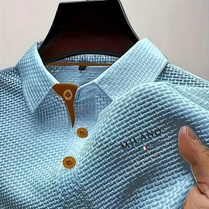 Waffle Knit Button Polo Shirt