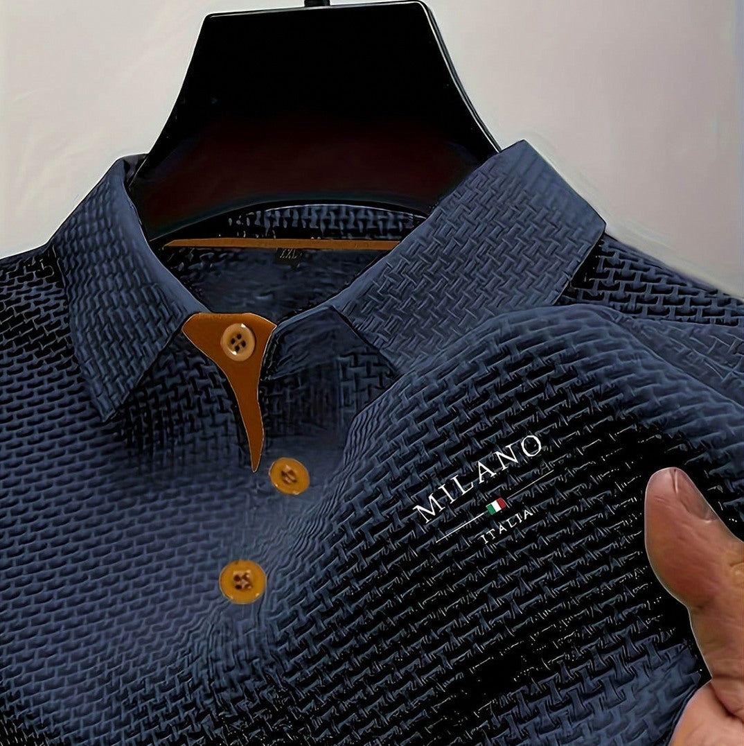 Waffle Knit Button Polo Shirt