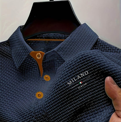 Waffle Knit Button Polo Shirt