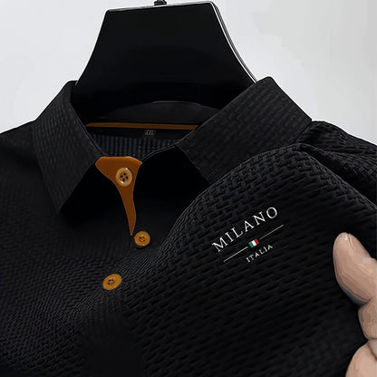 Waffle Knit Button Polo Shirt
