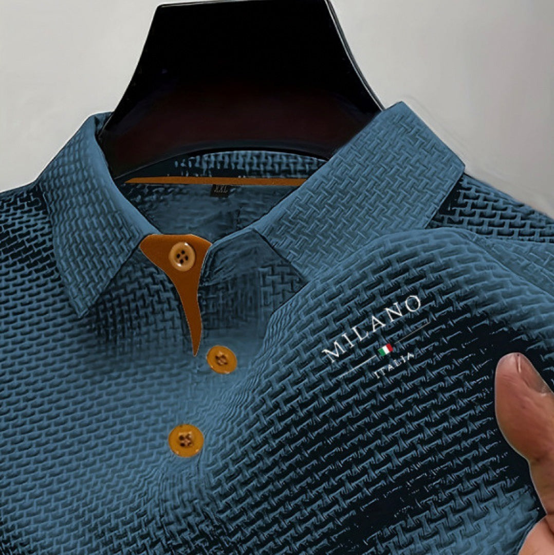 Waffle Knit Button Polo Shirt