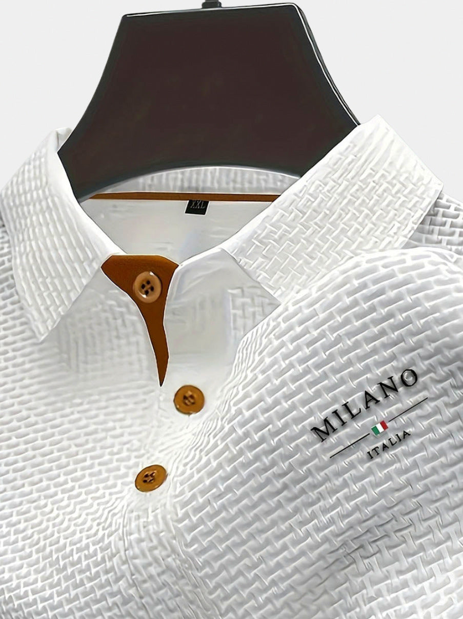 Waffle Knit Button Polo Shirt