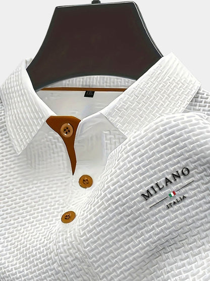 Waffle Knit Button Polo Shirt
