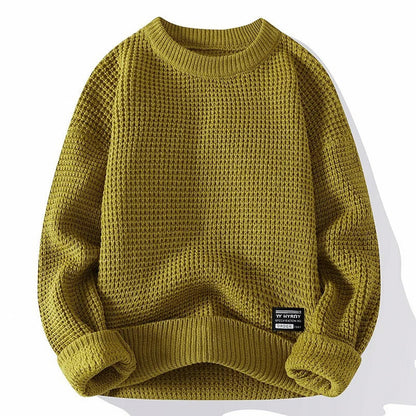 Waffle Knit Crew Neck Sweater