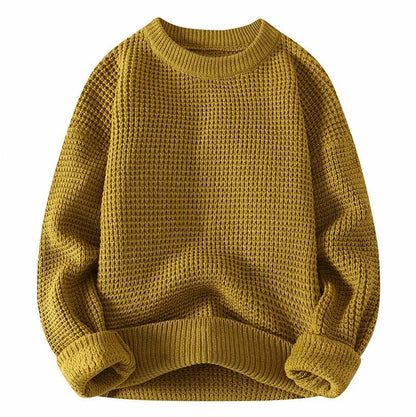 Waffle Knit Crew Neck Sweater