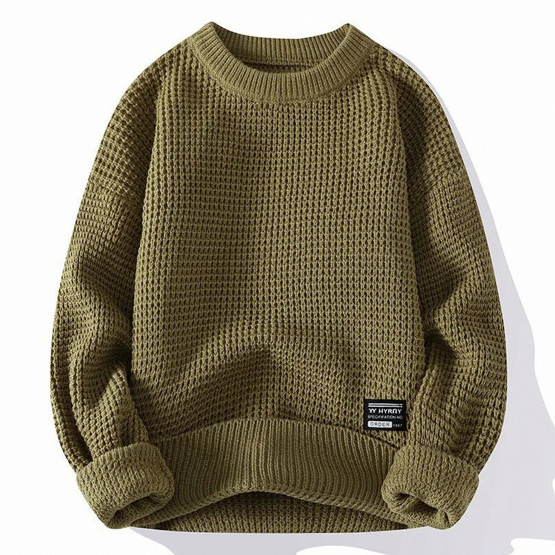 Waffle Knit Crew Neck Sweater