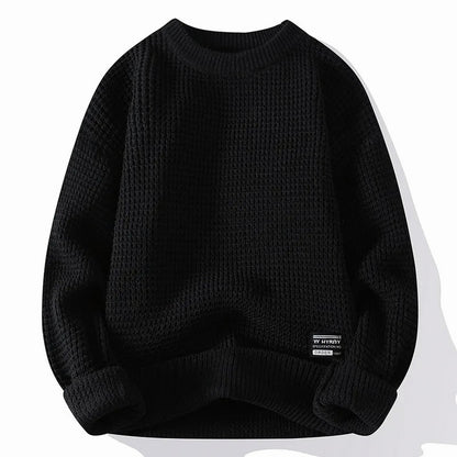 Waffle Knit Crew Neck Sweater
