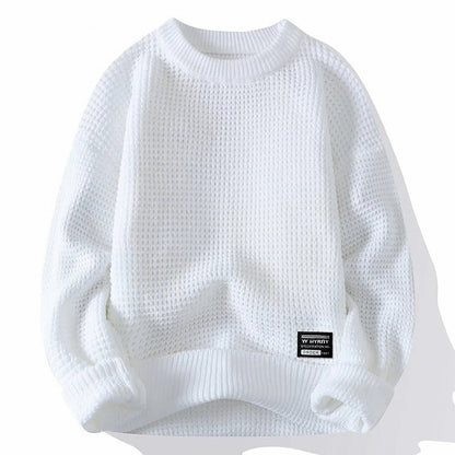 Waffle Knit Crew Neck Sweater