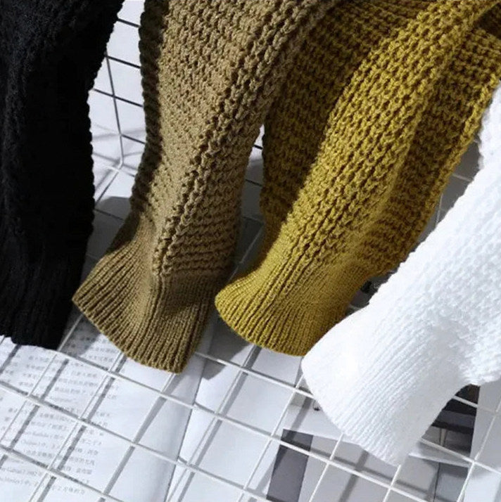 Waffle Knit Crew Neck Sweater