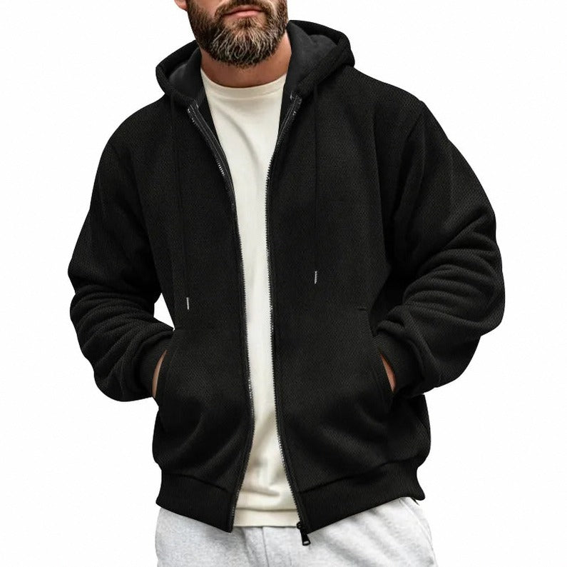 Waffle Knit Full Zip Hoodie