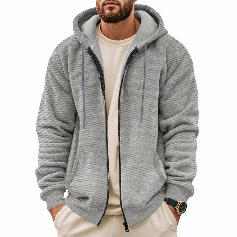 Waffle Knit Full Zip Hoodie