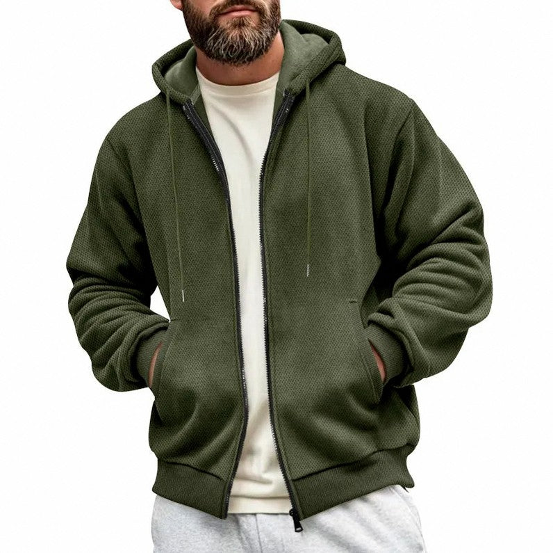 Waffle Knit Full Zip Hoodie