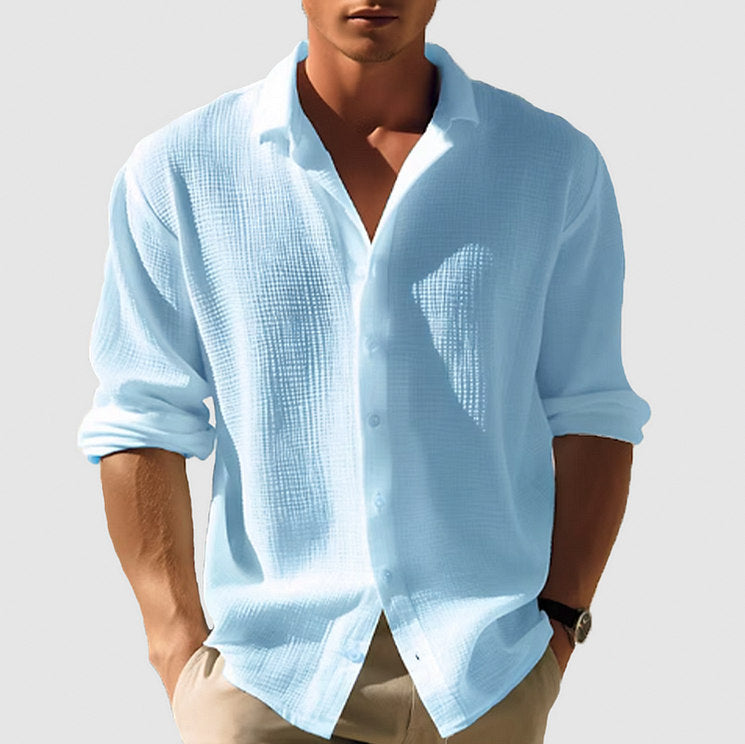 Waffle Long Sleeve Button Down Shirt