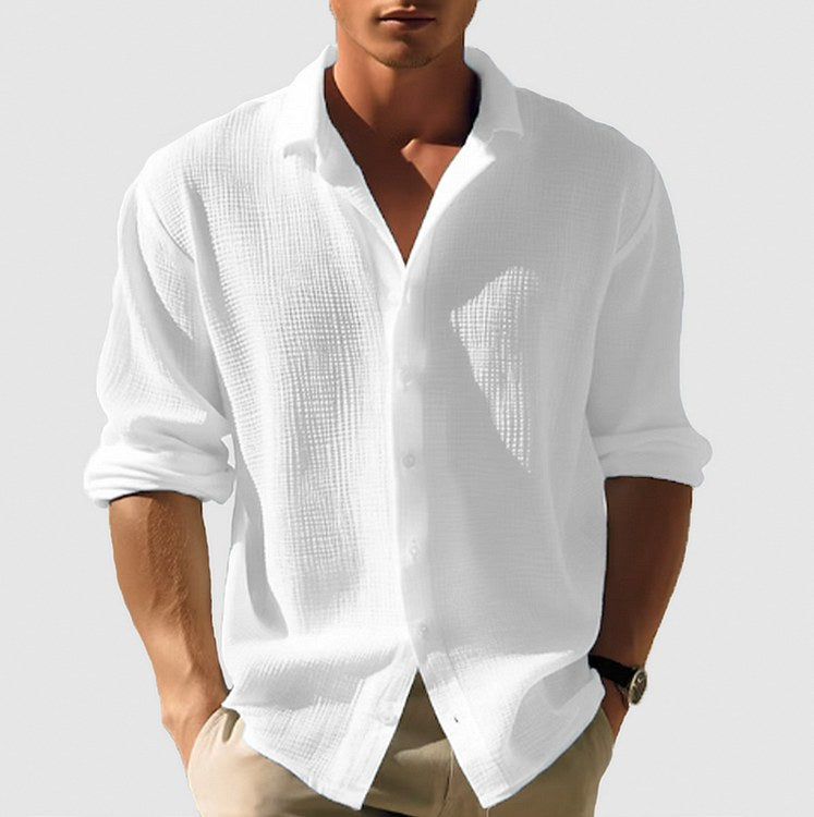 Waffle Long Sleeve Button Down Shirt
