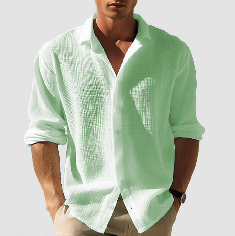 Waffle Long Sleeve Button Down Shirt