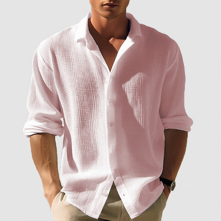 Waffle Long Sleeve Button Down Shirt