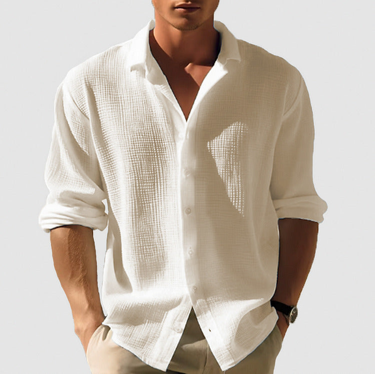 Waffle Long Sleeve Button Down Shirt