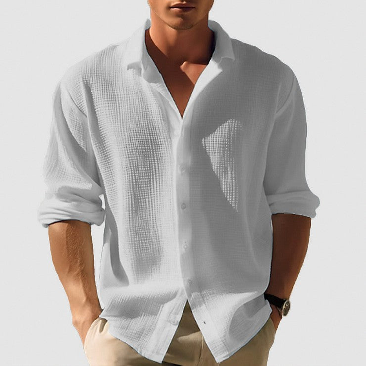 Waffle Long Sleeve Button Down Shirt