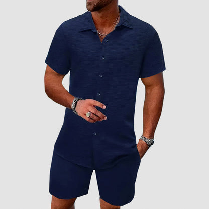 Waffle Short Sleeve Two Piece Set
