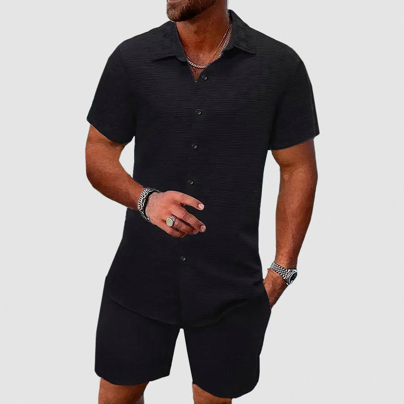 Waffle Short Sleeve Two Piece Set